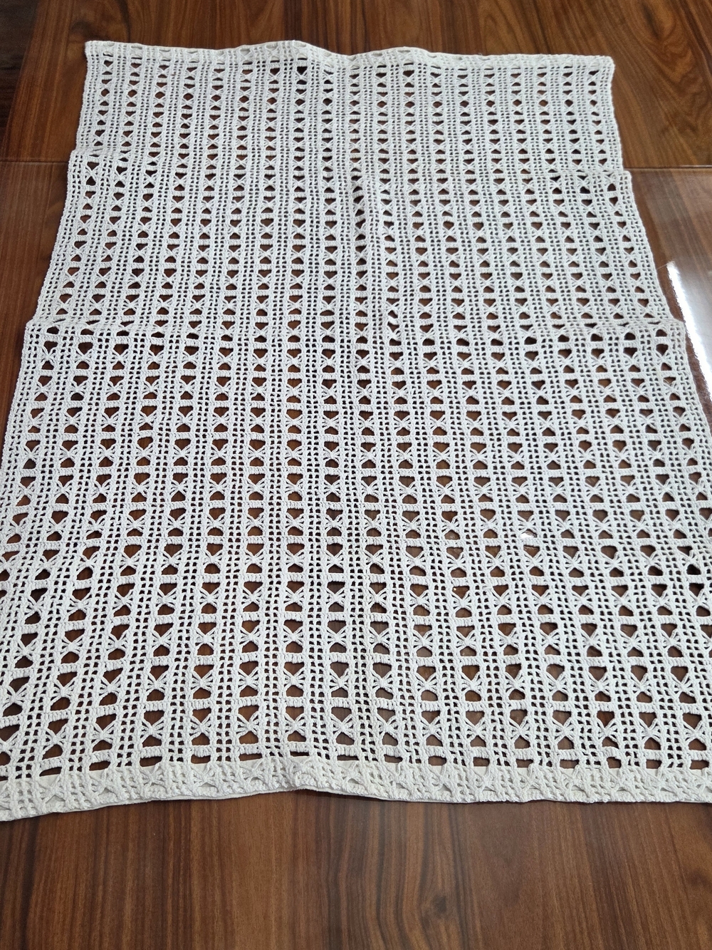 Hand-Crocheted White Table Runner - Classic Home Dining Linen